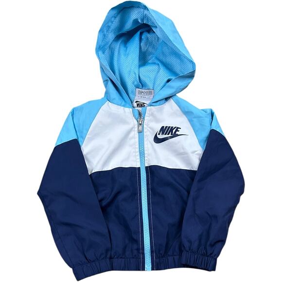 Nike Baby Blue Navy Colorblock Windbreaker Jacket - Picture 1 of 2